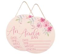 MAJORMENCH 2pcs Name Announcement Sign Newborn Name Sign for Wood Material Pink Colour Birth Souvenir to Record Birth Photo Props