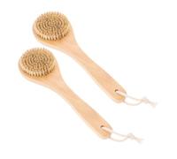 MAJORMENCH 2pcs Natural Boar Bristle Body Brush with Handles for Dry Brushing Exfoliating Dead Skin Remover and Massage Bamboo Brush for Bath and Shower Use Suitable for Men and Women