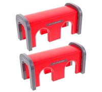 MAJORMENCH 2pcs Plastic Train Track Tunnel Accessory for Model Railway Building, Easy Assembly with Safe Materials, Miniature Red Brick Design for Play Table and Train Sets