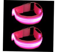 MAJORMENCH 2Pcs Rechargeable LED Light Up Running Armbands Pink Adjustable Nylon Safety Signal Bands for Night Sports and Runners Glowing Wristbands with Buckle for Enhanced Visibility