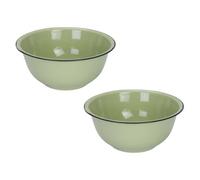 MAJORMENCH 2pcs Retro Enamel Bowls Light Green Vintage Style, Thickened Deepened Food Basins, Easy to Clean and Convenient for Home Use, Decorative Bowls for Kitchen and Dining Color