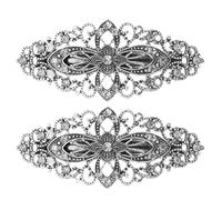 MAJORMENCH 2pcs Retro Rhinestone Flower Hair Barrettes for Women Alloy Material Hair Clips That Keep from Face Not Easy to Deform for Dressy Occasions and Valentine's Day