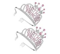 MAJORMENCH 2pcs Rhinestone Happy Birthday Crown Elegant Princess Headband for Birthday Parties Performances and Special Occasions Durable and Comfortable Hair Accessories