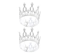 MAJORMENCH 2pcs Silver Rhinestone Wedding Crown Headbands for Bride and Adults, Lightweight Comfortable Plastic Bridal Headpiece for Celebrations and Parties