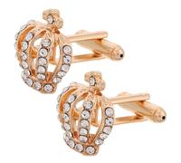 MAJORMENCH 2Pcs Stylish Rhinestone Crown Cufflinks for Men Elegant Button Covers for Shirts for Weddings and Formal Events Durable Design
