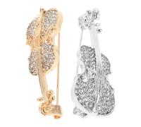 MAJORMENCH 2pcs Violin Brooch Pin for Women Clothes, Gold and Silver Tone Lapel Pins with Rhinestone and Enamel, Elegant Music Instrument Accessories for Suit, Dress, Backpack Decoration