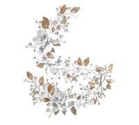 MAJORMENCH 2pcs White Polymer Clay Flower Wedding Headpiece for Bride, Silver Alloy Leaf Bridal Hair Accessories Set, Handmade Hair Pieces for Weddings and Proms