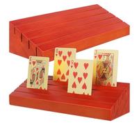 MAJORMENCH 2pcs Wooden Playing Card Holders Stand for Gaming Cards with Sl rown Wood Base, Elevates Aesthetic and Gaming Convenience, for Game Setup and Party Supplies