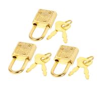 MAJORMENCH 3 Pieces Mini Gold Padlock Set for Treasure Chest, Antique Style Decorative Jewelry Box Locks with Latches, Suitable for Wooden Treasure Boxes and Lockable Play Sets