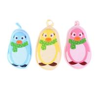 MAJORMENCH 3Pcs Bath Sponge Set Cute Cartoon Bird Design Soft Bath Rub Towels for Newborns and Gentle Bathing Gloves in Pink, Yellow, Blue