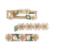 MAJORMENCH 3pcs Chic Flower Hair Clips for Women with Alloy and Synthesis Pearl Material, Stylish Decorative Hair Accessories for Wedding Or Daily Wear Random Color