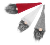 MAJORMENCH 3pcs Christmas Wine Bottle Covers in Red, Grey, and White Non-woven Material with Christmas Hat Shape, Festive Decoration for Wine Bottles at Holiday Get-togethers and Xmas Parties