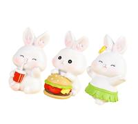 MAJORMENCH 3pcs Miniature Rabbit Figurine Cake Toppers Resin Decoration with Flat Bottom for Moss and Mini Gardens, Creative Cute Vivid Style for Party Supplies