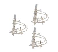 MAJORMENCH 3pcs Rhinestone Star Tassels Hair Clips for Delicate Side Barrettes for Daily Wear and Parties Charming Headdress Accessories with Sparkling Decorations