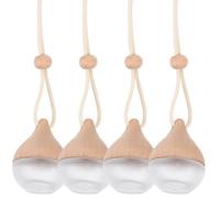 MAJORMENCH 4pcs 8ml Car Diffuser Hanging Accessories Set with Beech Wood Cap, Semi-circular Frosted Glass Bottles for Essential Oils, Rear View Mirror Aromatherapy Ornament, Lavender Scent