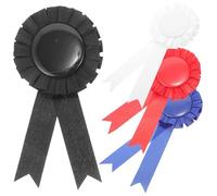 MAJORMENCH 4pcs DIY Blank Badge Pins with Pins, round Metal Medal Ribbons in White, Black, Red, and Blue for Crafting, Party Decorations, and Wedding Souvenirs