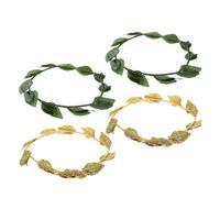 MAJORMENCH 4pcs Leaf Headband Set - Gold and Green Nymph Crown Headpiece for Cosplay, Renaissance, Greek Mythology, Carnival, and Party Accessories