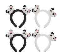 MAJORMENCH 4pcs Panda Headband Hairband Set with Comfortable Velvet Fabric and Plastic Material, Cute 3d Cartoon Animal Ears for Panda Themed Party and Longterm Wear, Party Favors for Teens