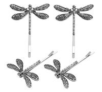 MAJORMENCH 4pcs Retro Dragonfly Hair Clip Barrette Durable Metal Alloy Hair Accessories for Women for Weddings Parties and Festivals