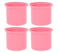 MAJORMENCH 4pcs Reusable Silicone Wax Pot with Flat Bottom, Even Heating Performance, Pink Wax Melt Warmer Bowl Liner for Home Waxing Supplies and Hair Removal