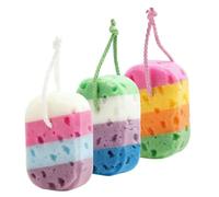 MAJORMENCH 4pcs Sponge Bath Honeycomb Body Scrubber Sponge for Bathing with Deep Cleansing Power and Rich Foaming Experience for Shower Use by Adults and Teens