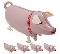 MAJORMENCH 5 Pcs Pink Pig Foil Inflatable Balloons for Boys and Girls Party Decorations, Walking Animal Balloon Toys Set for Birthday, Farm Theme and Pool Inflatable Props