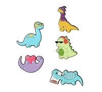 MAJORMENCH 5pcs Cartoon Dinosaur Brooch Set, Alloy Decorative Animal Pins Colorful Cute Dinosaur Design, Clothing Accessories for Women’s Jackets, Bags, and Hats