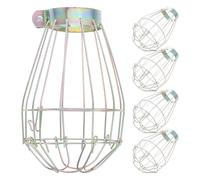 MAJORMENCH 5pcs Ceramic Heat-Resistant Lamp Shade Guard Mesh Cover, Iron Wire Bulb Protector for Ceiling Lights, Vintage Style Lampshade Wire Cover for Home and Industrial Use