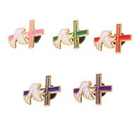 MAJORMENCH 5pcs Christian Tribute Lapel Pins Lightweight Alloy Enamel Memorial Brooches for Religious Ceremonies and Daily Wear Remembrance Gift