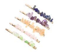 MAJORMENCH 5pcs Gemstone Bobby Pins for Women Elegant Hair Clips Premium Hair Accessories for Parties Daily Wear No Edges Stunning Look Amethyst Rose Green Jade