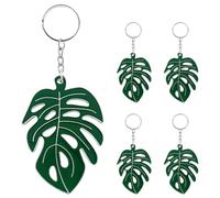 MAJORMENCH 5pcs Hawaiian Enamel Monstera Leaf Keychains, Green Palm Leaf Pendant Key Rings for Summer Luau Party Favors, Tropical Boho Bag Charms Accessories
