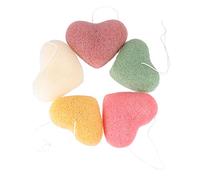 MAJORMENCH 5pcs Heart Shape Facial Cleansing Sponges for Gentle Exfoliation and Makeup Removal Reusable Skincare Pads for Travel and Daily Use for Sensitive Skin and Reach Areas