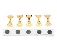 MAJORMENCH 5pcs Nail Art Practice Base Stand in Elegant Golden Plastic Multifunctional Nail Holder and Enthusiasts