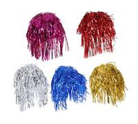 MAJORMENCH 5Pcs Unisex Foil Tinsel Wigs Metallic Cosplay Hair Wigs for Theme Parties Masquerade and Daily Wear with Colorful Stylish Party Headdress White Gold Red Blue Purple
