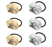 MAJORMENCH 6pcs Metal Hair Scrunchies Set with Sea Star and Shell Shapes, Elastic Hair Ties Suitable for All-day Use and Casual Outings, Vintage Inspired and Wear Resistant Accessories