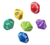 MAJORMENCH 6pcs Numbered Place Value Dice Set for Board Games Role-playing and Cthulhu San Value Plastic Game Dice with Individual 1 to 100,000 Units for Adults and Strategy Play Random Color