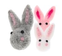 MAJORMENCH 6pcs Soft Wool Felt Bunny Accessories Cute Rabbit Figures for Clothes Bags Easter Decoration Versatile Brooches Bead Craft Kit with Interactive Design