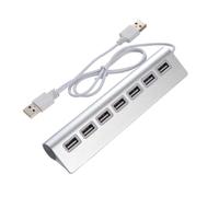 MAJORMENCH 7-port USB 2.0 Hub Adapter for PC and Laptop Aluminium Alloy Construction with External Power Input Port Downward Compatible with USB 1.1 Devices Stable Data Transmission