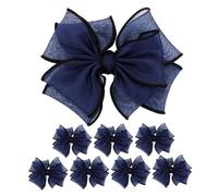 MAJORMENCH 8pcs Dark Blue Bow Knot Shoe Charms for Women Heels Flats Easy DIY Decorative Clips Shoe Accessories for Embellishment and Craft