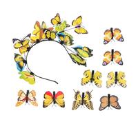 MAJORMENCH 9pcs Butterflies Hair Clip and Headband Set for, Yellow Simulation Butterfly Hair Accessories, Photography Props and Everyday Wear