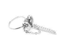 MAJORMENCH Adjustable Open Broken Heart Chain Ring Copper Metal Finger Ring for Women with Chic Tassel Design Friendly to Skin and Safe for Wearing, for Club and Other Occasions