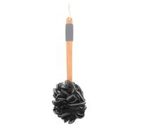 MAJORMENCH Bamboo Charcoal Shower Loofah with Non-Slip Rubber Handle, Exfoliating Bath Scrubber Sponge for Women, Long Body Wash Sponge for Bathroom and Travel Use