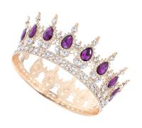MAJORMENCH Baroque Gold Tiara with Deep Purple Rhinestones, Bridal Crown Headband for Bride Wedding, Queen Rhinestone Crown for Birthday Party and Formal Occasions