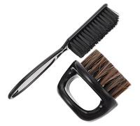 MAJORMENCH Beard Taming Brush and Neck Hair Dusting Brush Set for Men Black Boar Bristle Ring Handle Haircut and Mustache Styling Tool for Barber Grooming