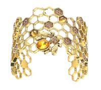 MAJORMENCH Bee Bangle Bracelet for Women Adjustable Open Wrap Bangle Metal Alloy Honeycomb Hollow Minimalist Wrist Jewelry Suitable for Daily Wear