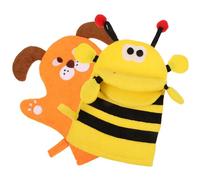 MAJORMENCH Bee Yellow Bear Exfoliating Shower Gloves 2pcs Cute Boys and Girls Bath Mitts for Skin Scrubbing and Body Exfoliation Bathing Accessories