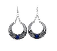 MAJORMENCH Bohemian Blue Statement Earrings for Women, Vintage Ethnic Style Alloy Drop Earrings with Attractive Design, Birthday or Public Relations Plan Accessory