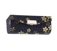 MAJORMENCH Cherry Blossom Blue Lipstick Storage Box, Single Slot Embroidered Cosmetic Organizer Case, Sturdy Lipstick Holder for Makeup Storage and Travel