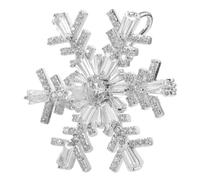 MAJORMENCH Christmas Brooch Snowflake Rhinestone Brooch Elegant Copper Zircon Pin Versatile Design Silver Color Unisex Clothing Accessory Pin for Winter Attire and Shirts