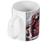 MAJORMENCH Coffee Latte Functionality Bookshelf Multiuse Ceramic Shape Mug with Holding Pens, Unique Design with Literary Charm Drinking Milk for Home Decoration